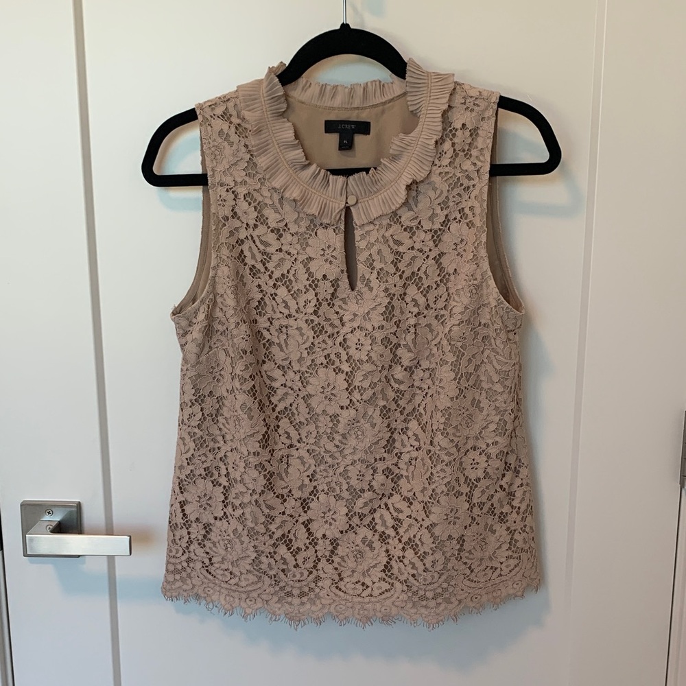 J. Crew Lace Sleeveless Blouse - Tan